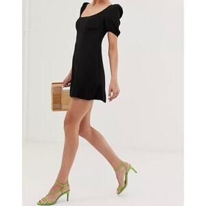 & Other Stories Mini Black Dress With Puff Sleeves Size XS.